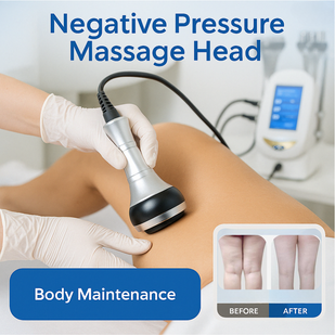 This suction and RF head aids lymphatic drainage, reduces puffiness, and smooths cellulite.
